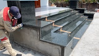 How to Install Granite Stone  Building amp Complete Porch Step Beautiful Construction Design [upl. by Mignon]