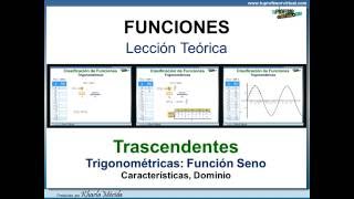 FUNCIONES Trascendentes Trigonométricas Función Seno Características Dominio [upl. by Keligot]