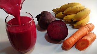 SUCO DE BETERRABA COM CENOURA E BANANA  PODEROSO CONTRA ANEMIA CANSAÇO E FADIGA [upl. by Zoeller]