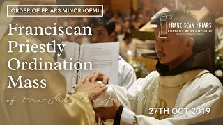 2019 Franciscan Priestly Ordination Mass Friar Aiden Peter Jr OFM [upl. by Neral]