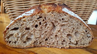 Delicious Airy Brown Sourdough Bread  Full Autolyse Overnight [upl. by Esinwahs797]