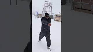 Diamir Police officer enjoying snowfall at Babusar Top [upl. by Akemot]