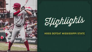 Razorback Baseball Highlights Hogs defeat Mississippi State [upl. by Lesnah]