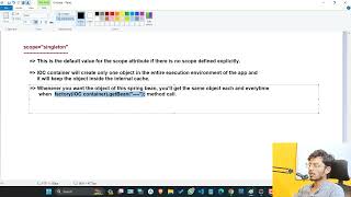 Spring Framework Tutorial Singleton Bean Scope amp Prototype Bean Scope  Explained in detail  Hindi [upl. by Hpseoj]