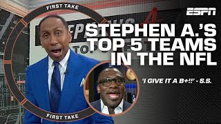 Shannon Sharpe ALMOST agrees with Stephens AList of Top5 NFL teams 📝  First Take [upl. by Isiad]