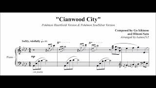 Pokémon HeartGold amp SoulSilver  Cianwood City Piano Sheet Music  cover by daj [upl. by Atived]