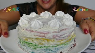 ASMR  Rainbow Crepe Cake home made no talking [upl. by Ailisab]