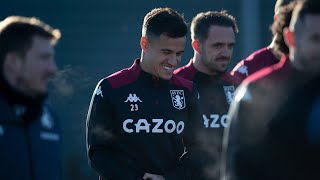 Philippe Coutinho first training section for Aston Villa [upl. by Lesirg774]