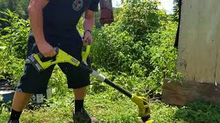 Testing Out Bladed Trimmer Head on the Ryobi 18v String Trimmer  THOUGHTS  REVIEW [upl. by Rutherford]