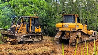 The Easy Way To Clearing The Land Using Dozer CAT D7R and CAT D6G [upl. by Attena921]