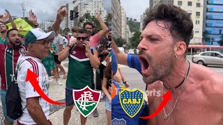 El CRUCE entre HINCHAS de BOCA JUNIORS vs FLUMINENSE en BRASIL [upl. by Enelrac]