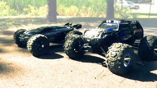 Battle Traxxas ERevo vs Traxxas SUMMIT RC Car Action [upl. by Korb586]