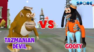 Tasmanian Devil vs Goofy  Cartoon FaceOff S5E10  SPORE [upl. by Hamaso484]