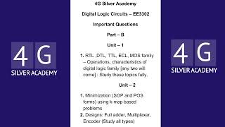 Digital Logic Circuits EE3302 Important Questions for semester 3 Anna University Exam Feb 2024 [upl. by Ynohtn]