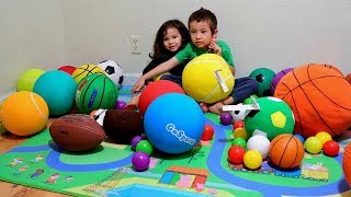 Learn Colors with Sport Balls  Toddler Play and Learn Activity Sorting Balls in Colored Bags [upl. by Malynda]