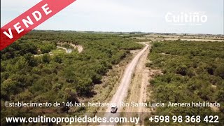 Campo 146 hectáreas establecimiento agrícola ganadero con río y arenera habilitada Canelones Uruguay [upl. by Ronnoc291]