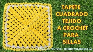 Tapete Cuadrado o cojin cuadrado Tejido a Crochet para sillas y muebles [upl. by Naylor]