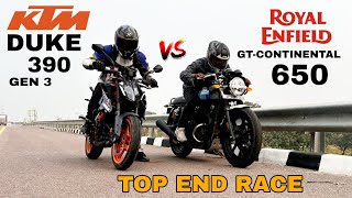 RE Continental GT 650 vs new ktm duke 390 gen 3  drag race [upl. by Harris562]