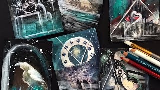 Mixed Media Collage in Space Art Cards [upl. by Verdie]