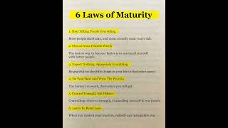 The 6 Laws of Maturity [upl. by Eniamzaj]