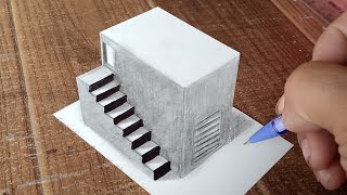 How to draw 8 steps stairs 3D Drawing on paper for beginners [upl. by Lindo307]