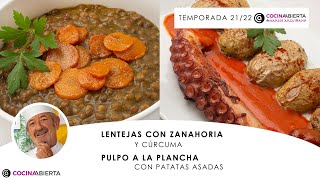 LENTEJAS con zanahoria 🥄🥕 PULPO a la PLANCHA con patatas asadas 🥔 Cocina Abierta de Karlos Arguiñano [upl. by Mccormick]