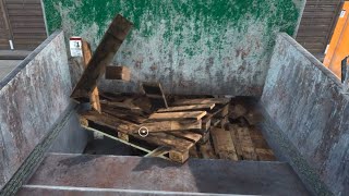 Satisfying Crushing wooden pallets in the compactor [upl. by Ohce]