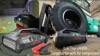 LokiThor JA300 Jumpstarter with compressor  View in the box and first test on a Forklift [upl. by Ailey]