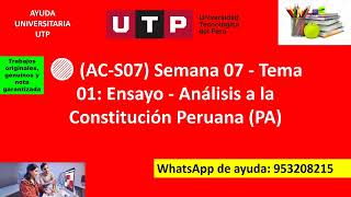 🔴 ACS07 Semana 07  Tema 01 Ensayo  Análisis a la Constitución Peruana PA [upl. by Isidoro]