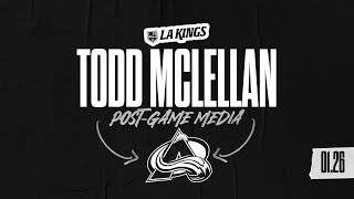 Head Coach Todd McLellan  012624 LA Kings lose to Colorado Avalanche  Postgame Media [upl. by Owen]