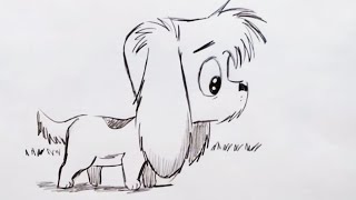 How to Draw a Cute Cartoon Dog Step by Step [upl. by Bianca]