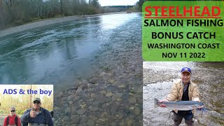 STEELHEAD Fishing WA Coast River Bonus 😮🎣 [upl. by Olen909]