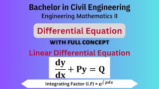 Linear differential equation  Intergrating factor IF  Engineering Mathematics II  BE Civil [upl. by Towne]