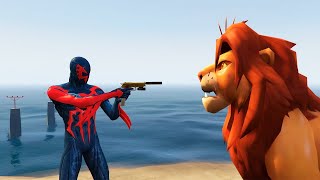 GTA 5 Simba VS Spiderman 2099 Euphoria Physics Ragdolls [upl. by Alithia]