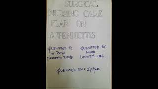 surgical nursing care plan appendicitis [upl. by Ytoc306]