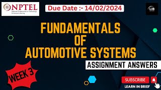 Fundamentals of Automotive Systems week 3 NPTEL assignment answers  Learn in brief [upl. by Abil653]