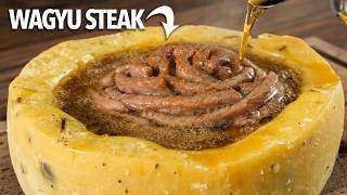 I fried STEAKS inside a CHEESE Wheel and this happened [upl. by Wilt]