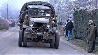 Historische US Oldtimer MilitärFahrzeugparade in Manhay Belgium 10122022 [upl. by Ardnikat878]