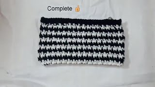 How to Crochet a Zipper Bag HoundstoothStitch [upl. by Klenk432]