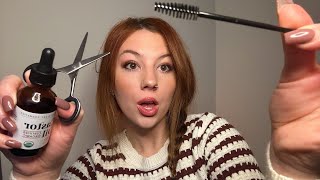 ASMR Your FAST Eyebrow AND Eyelash APPOINTMENT❗️🤪 plucking brushing trimming [upl. by Alikee]