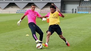 Neymars first training session 11082014 [upl. by Reuben]