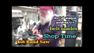 Shop Time 4x6 bandsaw Belt Sander circus wagon running gear [upl. by Ahseina]