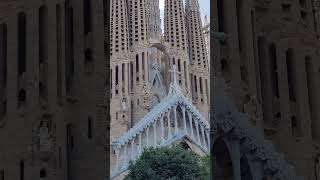 Barcelonas Sagrada Família lits up its two new towers [upl. by Lareena]