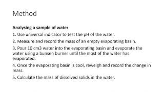 GCSE AQA Chemistry GCSE Required Practical 8 Water Purification Paper 2 [upl. by Won164]