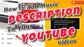 ADD MUSIC LINKS IN DESCRIPTIONS  YouTube Tutorial in Hindi for beginners learning bts new [upl. by Lokin]