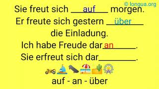 sich freuen über auf die Freude auf über sich erfreuen an die Einladung Präpositionen üben de [upl. by Arihaj]