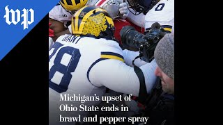 Michigan upset of Ohio State ends in brawl and pepper spray [upl. by Wolsky182]