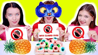 ASMR No Hands with Closed Eyes Vs No Hands  Eating Challenge By LiLiBu [upl. by Assil128]