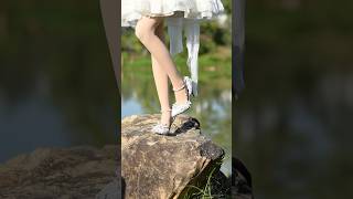 New Dazzling White shoes for womens ✅heelshoes fashionshoes heels [upl. by Ermengarde327]