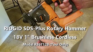 Ridgid SDS Rotary Hammer Drill Model R86712B [upl. by Atirrehs]